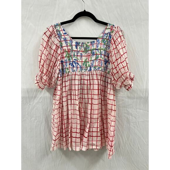 Mii Aux Cyclades Floral Puff Sleeve Babydoll Top size M - Picture 5 of 6